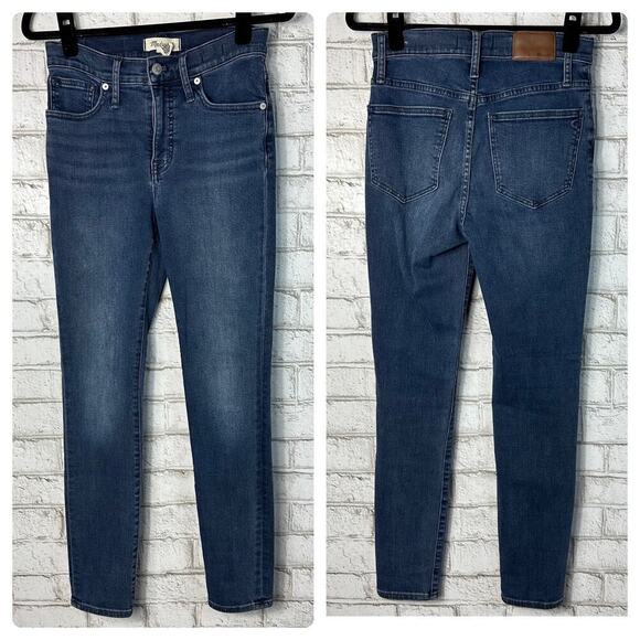 Madewell Jeans 9" Mid Wash Skinny Stretch Denim Pants Millis Dark Wash Blue 25 - Picture 2 of 8